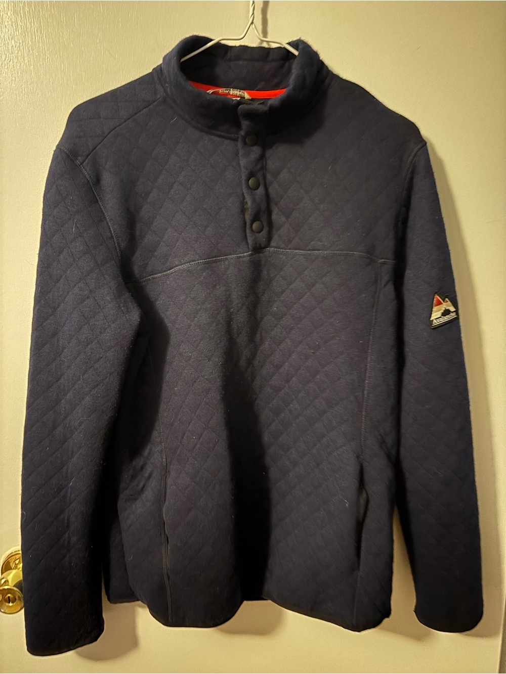 Cozy Quilted Athleisure Athletic Activewear Avalanche Navy Snap-Front Pullover
